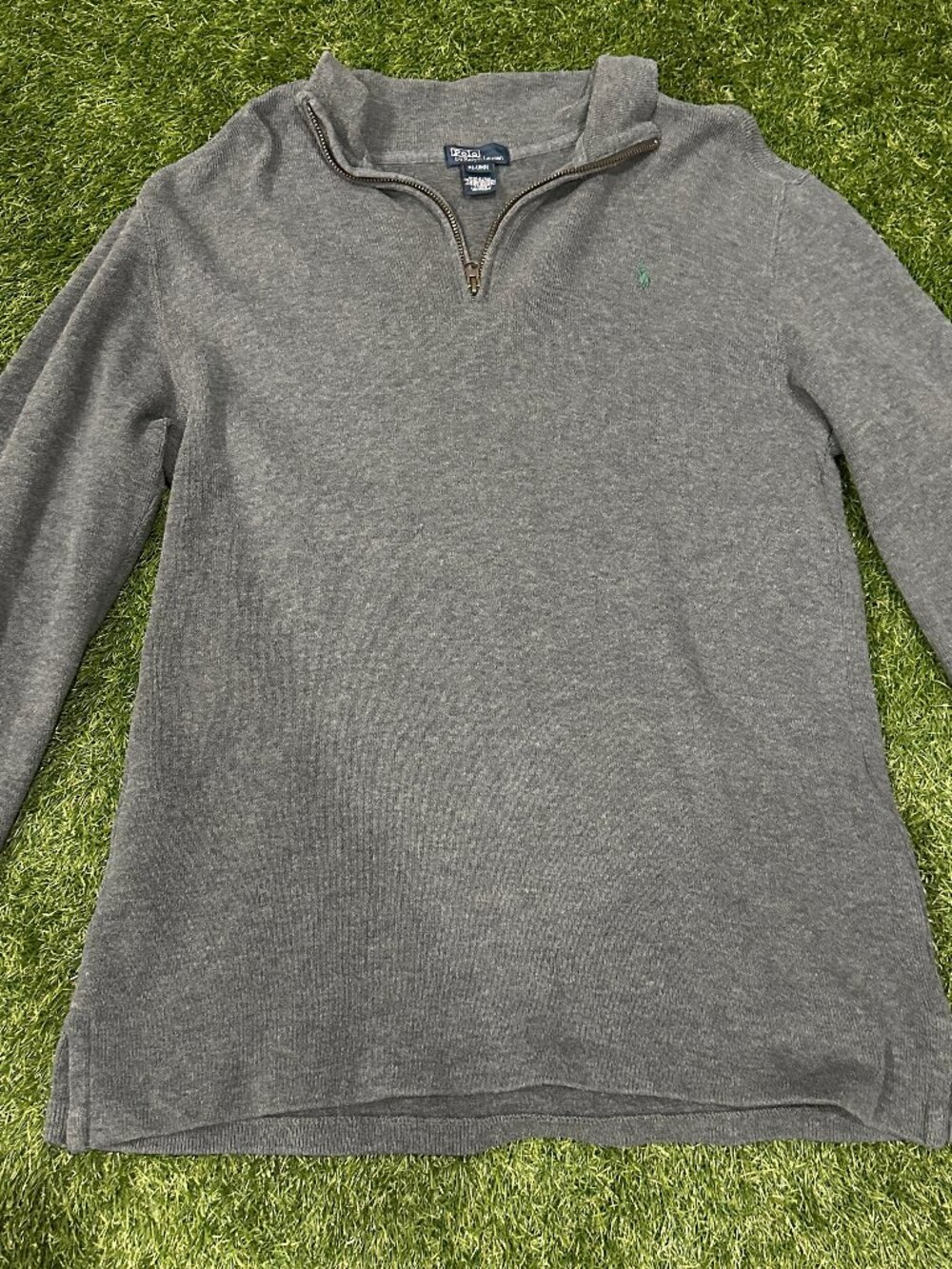 Polo Ralph Lauren Boys Knit 100% Cotton Quarter Zip Pullover Sweater Size XL